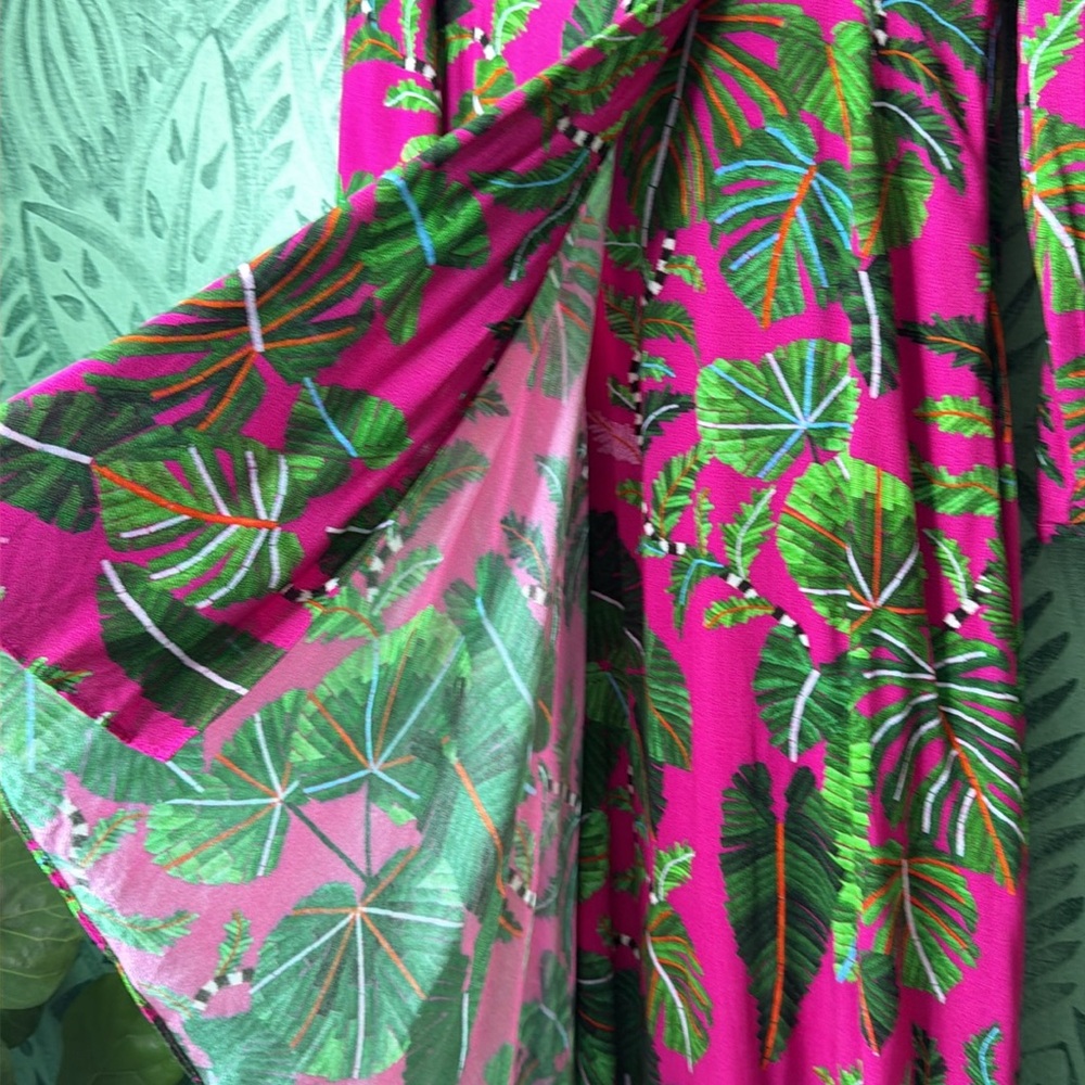 Farm Rio Pink Leaves Maxi dress sz S - Picture 12 of 14